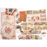 COLLECTION OF WW1 SILK HANDKERCHIEFS & EPHEMERA