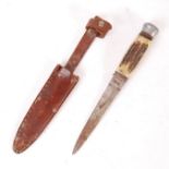 RARE WWII GERMAN SOLINGEN ANTLER HANDLED DAGGER