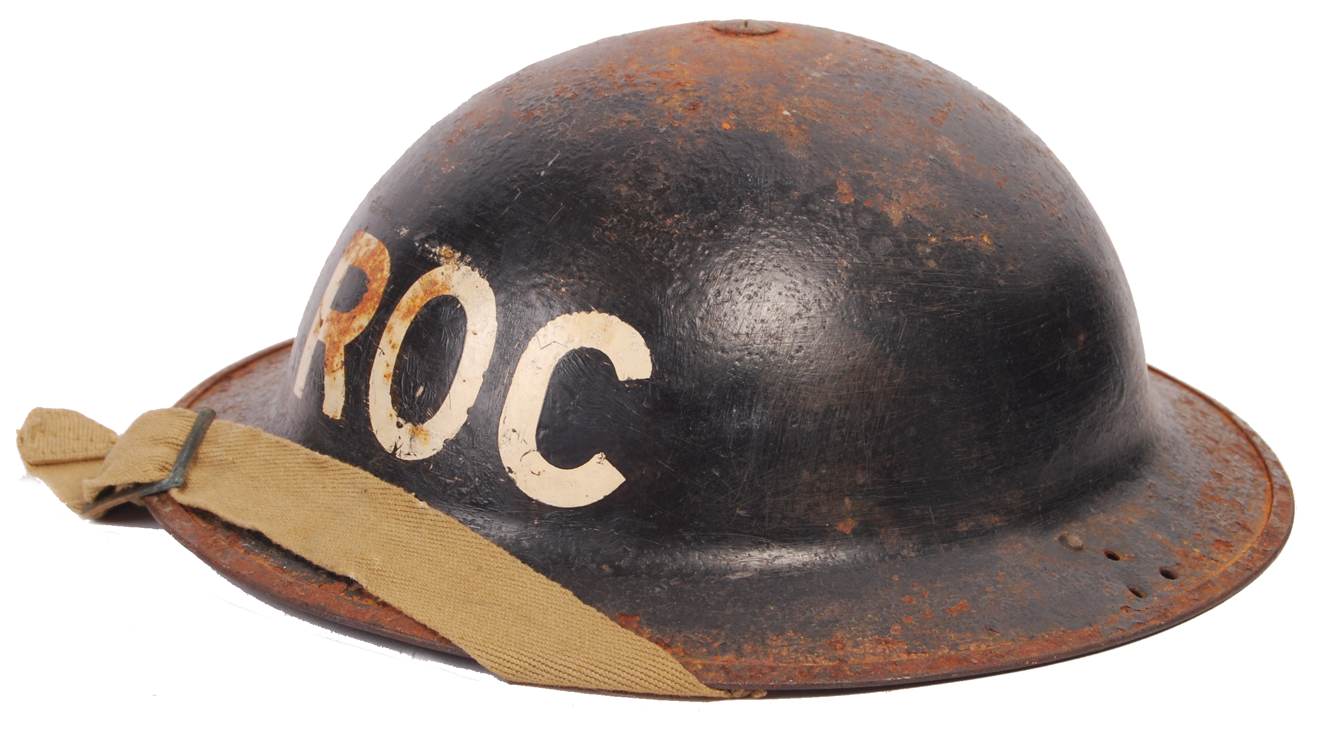 RARE WWII ROYAL OBSERVER CORPS STEEL BRODIE HELMET