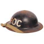 RARE WWII ROYAL OBSERVER CORPS STEEL BRODIE HELMET