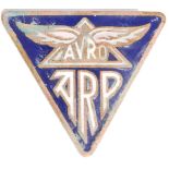 RARE ORIGINAL AVRO AIR RAID PRECAUTIONS ENAMEL BAD