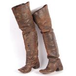 RARE PAIR OF ENGLISH EARLY LEATHER CAVALRY BOOTS