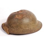 ORIGINAL WWII STEEL BRODIE COMBAT HELMET WITH BATT