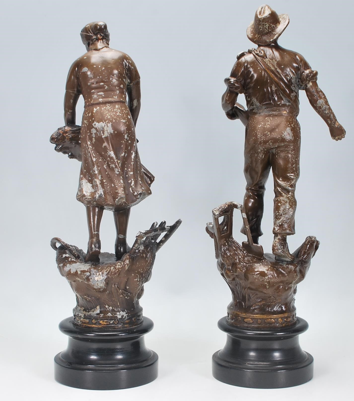 A pair of 20th Century French bronze cast metal fi - Image 3 of 7