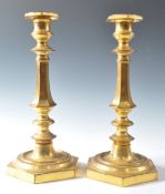 PAIR OF EARLY 19TH CENTURY GILT BRONZE CANDLESTICK