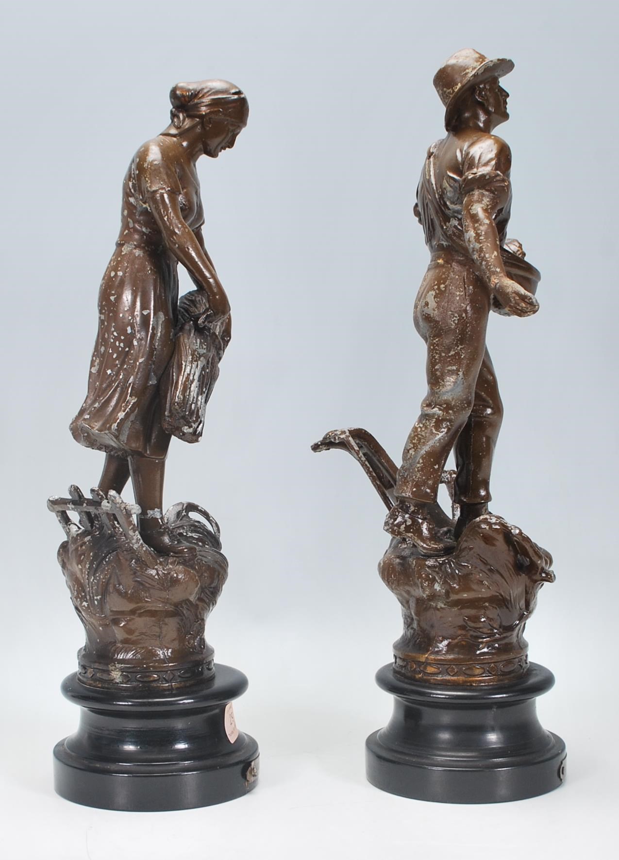A pair of 20th Century French bronze cast metal fi - Image 2 of 7