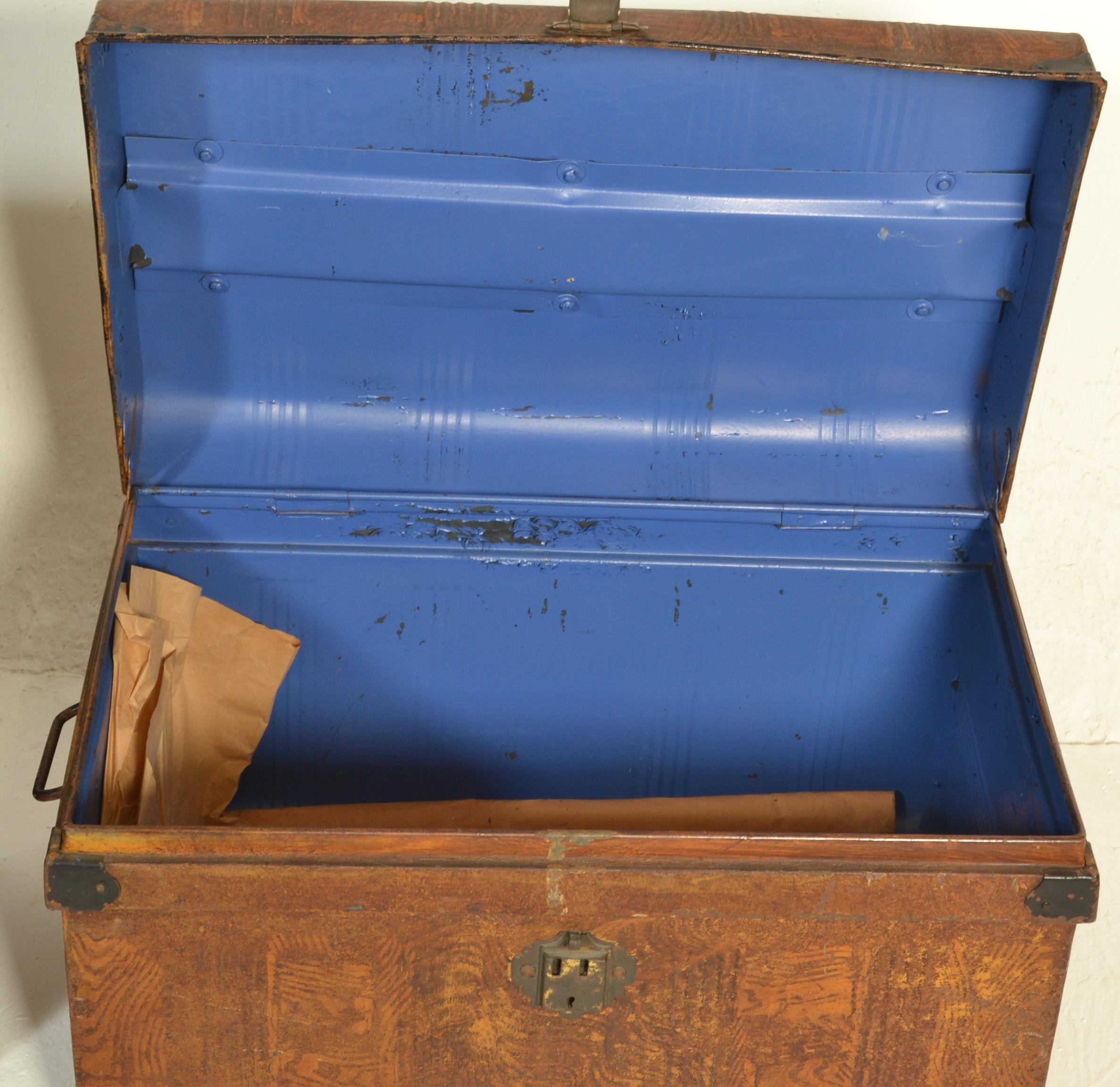 A Victorian 19th century metal tin trunk of shaped - Image 4 of 5