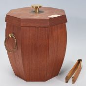 A vintage mid century teak wood retro ice bucket o