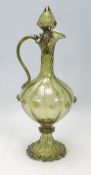 A 20th Century Murano green glass ewer jug having