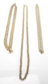 Three gold plated gentleman's necklace chains to i