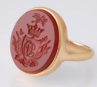 A French 18ct Gold Intaglio Seal Signet Ring