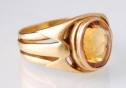 A French Art Nouveau 18ct Gold & Citrine Ring