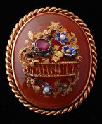 A 19ct Century French 18ct Gold Carnelian Ruby Dia