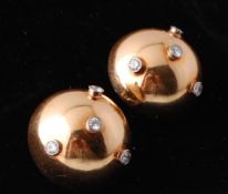 A Pair of Art Deco Gold and Diamond Ear Clips