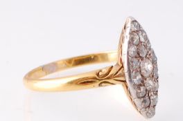 19TH CENTURY 18CT GOLD AND DIAMOND NAVETTE RING