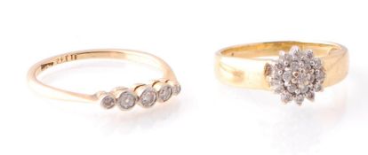 18CT GOLD AND DIAMOND 5 STONE RING TOGETHER WITH A