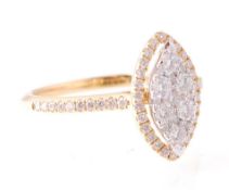 18CT YELLOW GOLD MARQUISE - NAVETTE DIAMOND RING