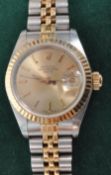 ROLEX LADIES DATEJUST 18CT GOLD AND STEEL WRIST WA