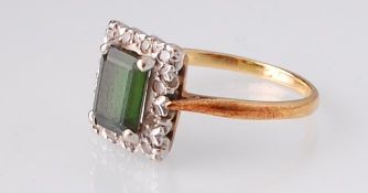 An 18ct Gold Tourmaline & Diamond Cluster Ring