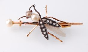 A 19th Century 18ct Gold & Pearl French Bug Brooch