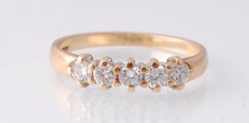A Hallmarked 9ct Gold 5 Stone Diamond Ring