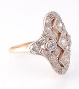 An Art Deco 15ct Gold and Diamond Ring