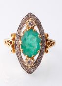 A Hallmarked 18ct Gold Emerald & Diamond Ring