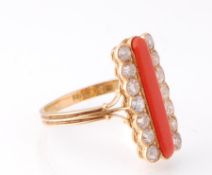 An 18ct gold 19th century coral and diamond ring.