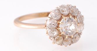An early 20th century 15ct gold and diamond cluste