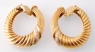 A Pair of French 18ct Gold & Diamond Ear Clips