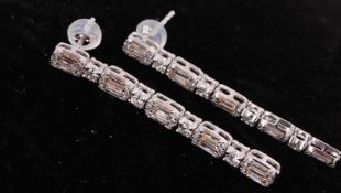 A Pair of 18ct White Gold and Diamond Drop Chandel