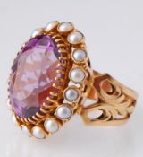 A 19th Century French Amethyst & Pearl Dress Ring