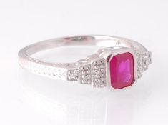 An Art Deco 18ct White Gold Ruby & Diamond Ring