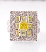 14CT WHITE GOLD SUBSTANTIAL DIAMOND AND CANARY YEL