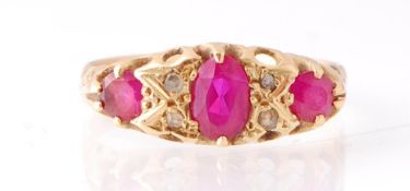 18CT GOLD RUBY AND DIAMOND GYPSY RING