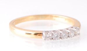 18CT YELLOW GOLD AND DIAMOND FIVE STONE RING