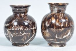 TWO ANTIQUE MACINTYRE POTTERY MARBLE GLAZE VASES