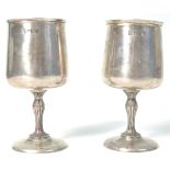 PAIR OF HALLMARKED SILVER WINE GOBLETS BY COOPER B