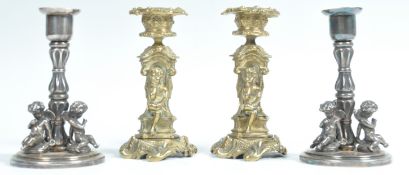 EARLY 20TH CENTURY GRAND TOUR TYPE CANDLESTICKS