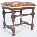 19TH CENTURY MAHOGANY TAPESTRY TOPPED FOOTSTOOL