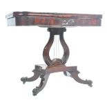 19TH CENTURY ANTIQUE ROSEWOOD TEA TABLE ON LYRE BA