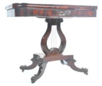 19TH CENTURY ANTIQUE ROSEWOOD TEA TABLE ON LYRE BA