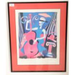 Nell Nile - A vintage 20th Century framed and glazed print entitled 'The Bass Player'. Limited