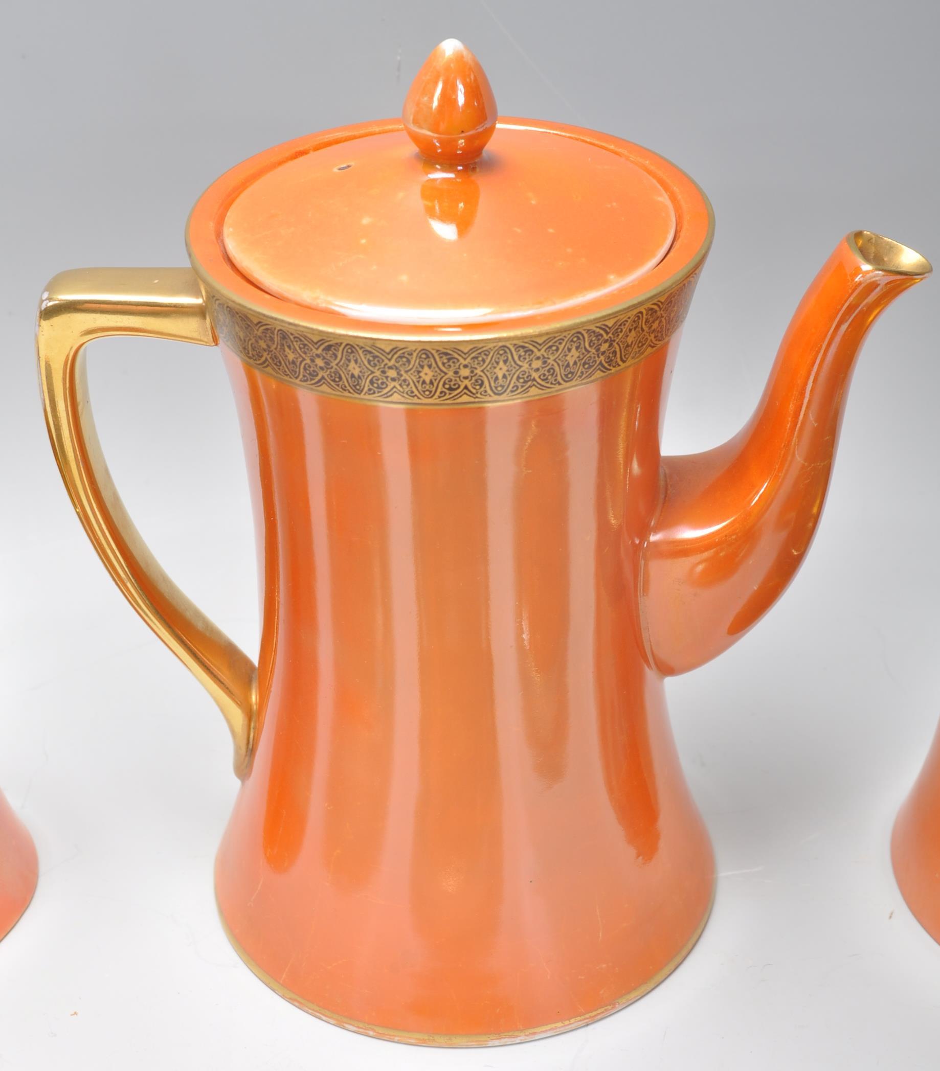 A vintage retro 1930's Carlton Ware coffee service having a lustre glaze consisting of coffee pot, - Image 3 of 6