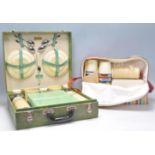 Two vintage retro picnic sets to include a vintage Brexton set within a green leatherette case