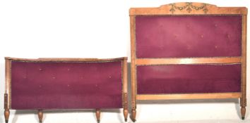 A good 19th century continental burr walnut double bed having large headboard and footboard with