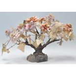 A vintage Chinese Jade, Coral and Crystal tree sculpture of bonsai form . Measures 27cm tall by 42cm