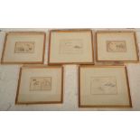 A group of five 19th Century Japanese framed and glazed woodblock prints of various Japanese
