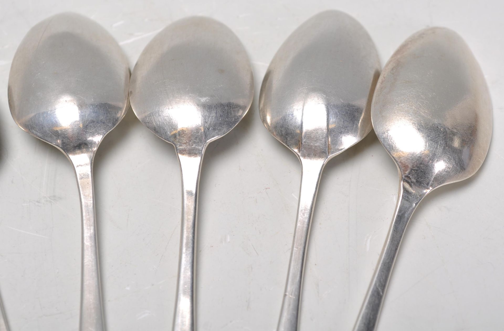 A good set of seven late 18th Century Georgian silver hallmarked tea spoons, with each one bearing a - Image 10 of 10