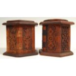 PAIR OF 18TH CENTURY ITALIAN OAK SPICE CADDIES